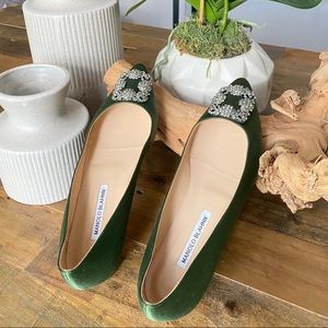 Limited Edition Army Green Satin Manolo Blahnik